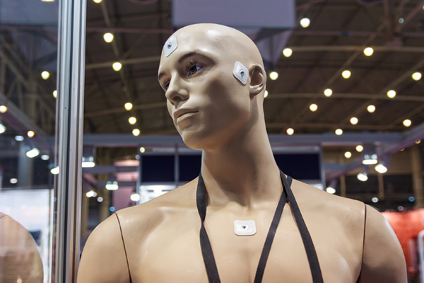 Medical sensors on mannequin